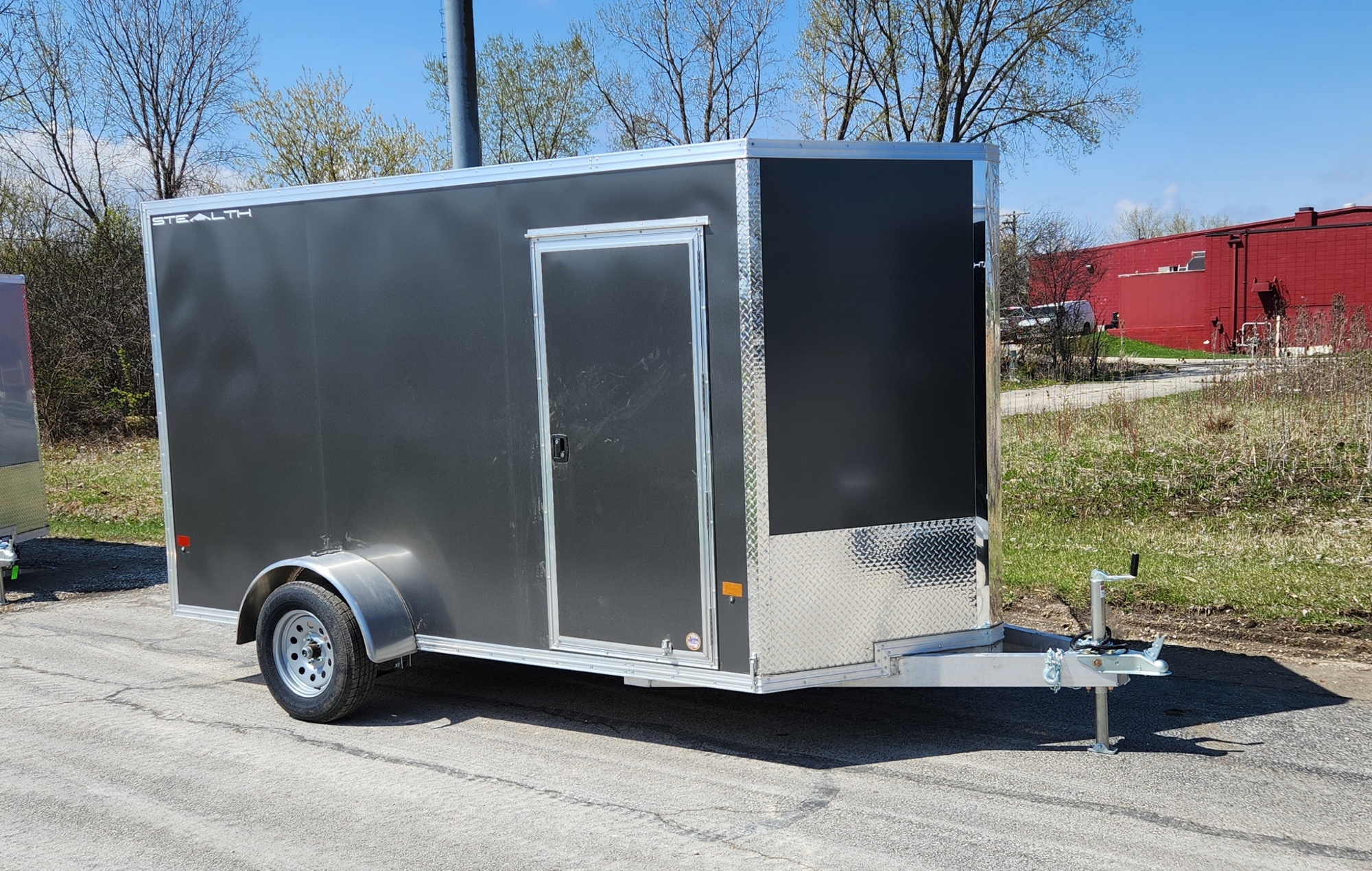 CargoPro Stealth 6x12 Aluminum Frame Single Axle Cargo Trailer w/ Ramp Door & 6" Extra Height - Charcoal
